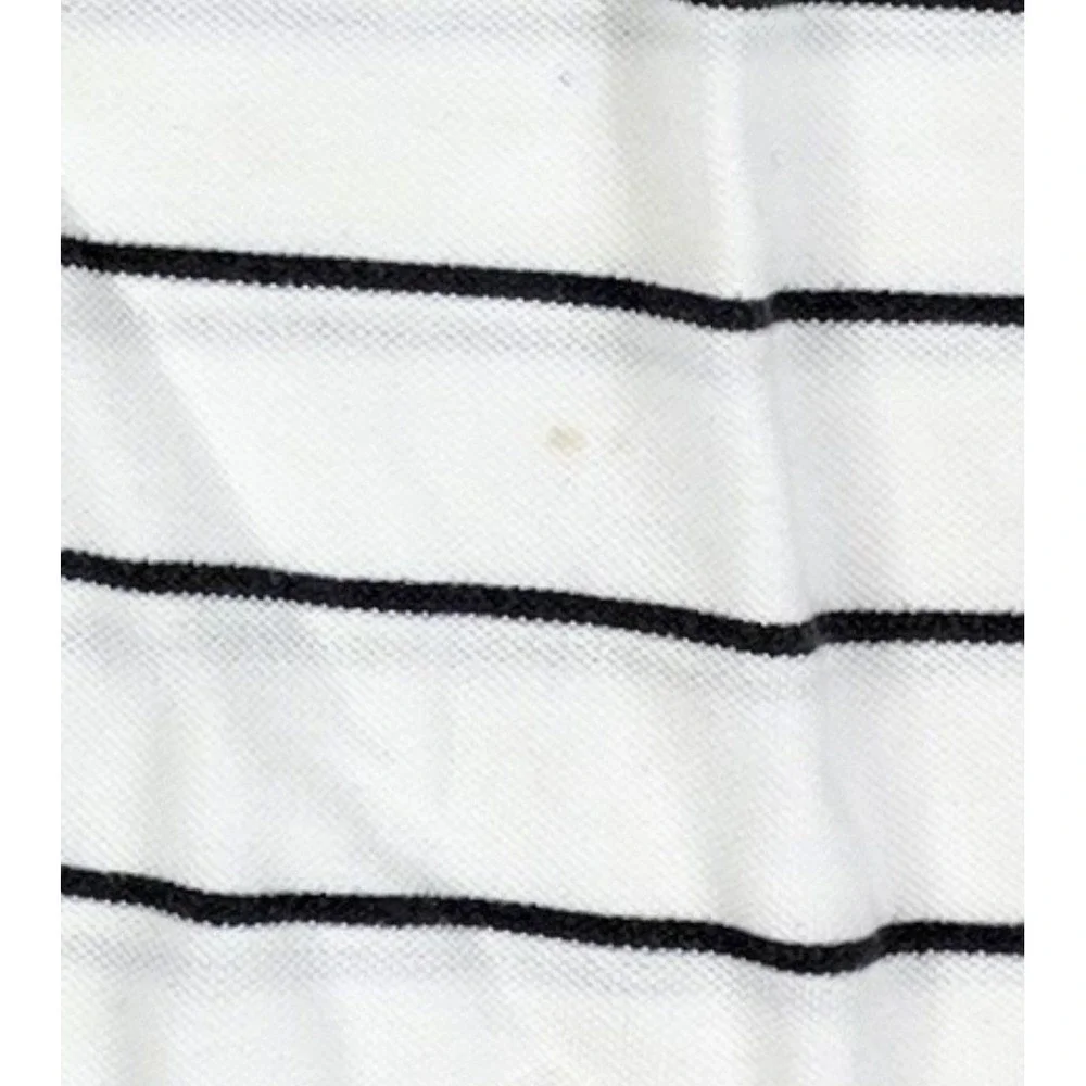 Polo Ralph Lauren White Black Pin Striped 1/4 Button S/Sleeve Polo Men's Size L